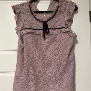 New York and Company soho pink and black lace top